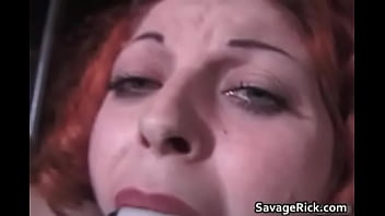 Weird redhead Jayne gets tied and ass