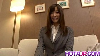 Chika in office suit uses vibrator