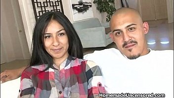 Hot Latino couple fucking on couch