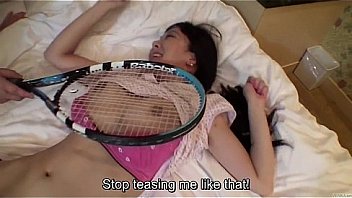 Uncensored Japanese milf affair with tennis racket Subtitled