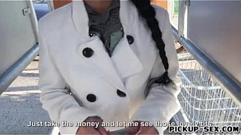 Tight Eurobabe flashes tits and screwed for a few bucks