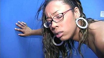 Black girl sucking their first white cock in Gloryhole 15