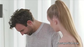 Oral massage performed by lovely teen masseuse