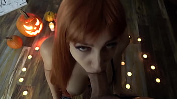 Hard sex with a sexy witch&excl; POV best Blowjob