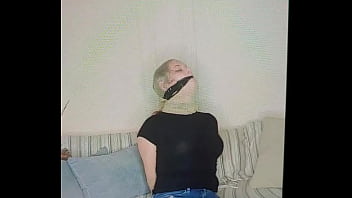 Tied Up Tape Gagged Nylon Bondage