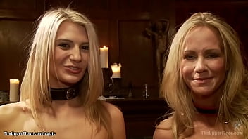 MILF Alpha slave Simone Sonay teaches blond newbie Amanda Tate how to service and suck and fuck big dick in the bdsm orgy party in the Upper Floor