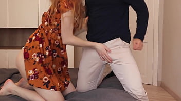 Sex and blowjob&excl; Perfect creampie&excl; White man in long sox fuck petite tiny redhead babe Rudacat