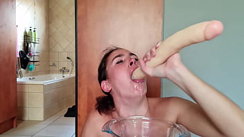 Accumulating spit as I constantly deepthroat myself with a dildo &vert; gagging