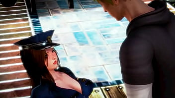 Pretty security lady having sex with a blonde man in porn 3d hentai ryona gameplay video