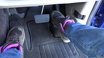 Pumping the car&apos;s brake and gas pedal with sneakers