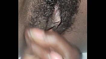 Eating ebony wet hairy pussy