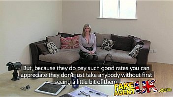 FakeAgentUK Brit girl gets spanked&comma; fingered and fucked on casting couch