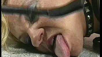 Mature bdsm slave bitch licking the floor