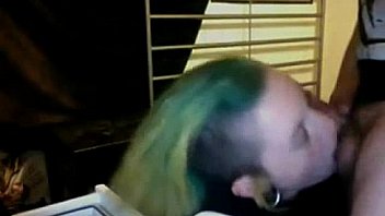 Punk teen sucks cock on cam