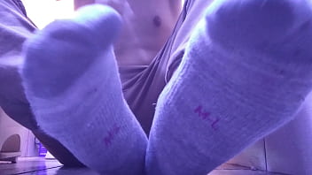 NEW SWEATY GRAY SOCKS IN YOUR FACE